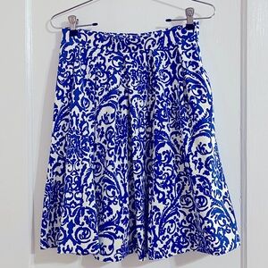 Adrienne Vittadini Blue and White Flared Skirt Size XS